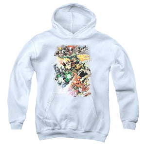 AN OFFCIALLY LICENSED JLA BRIGHTEST DAY #0 YOUTH HOODIE WHITE