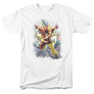 AN OFFCIALLY LICENSED JLA BRIGHTEST DAY FLASH MEN'S REGULAR FIT T-SHIRT WHITE