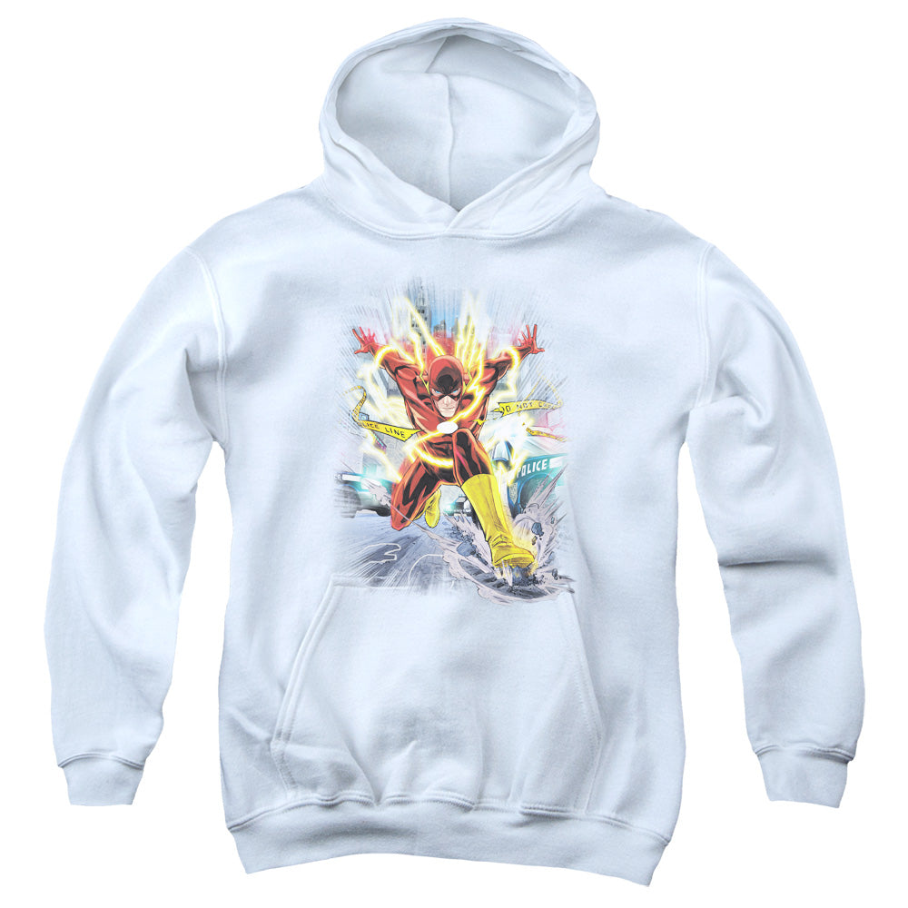 AN OFFCIALLY LICENSED JLA BRIGHTEST DAY FLASH YOUTH HOODIE WHITE