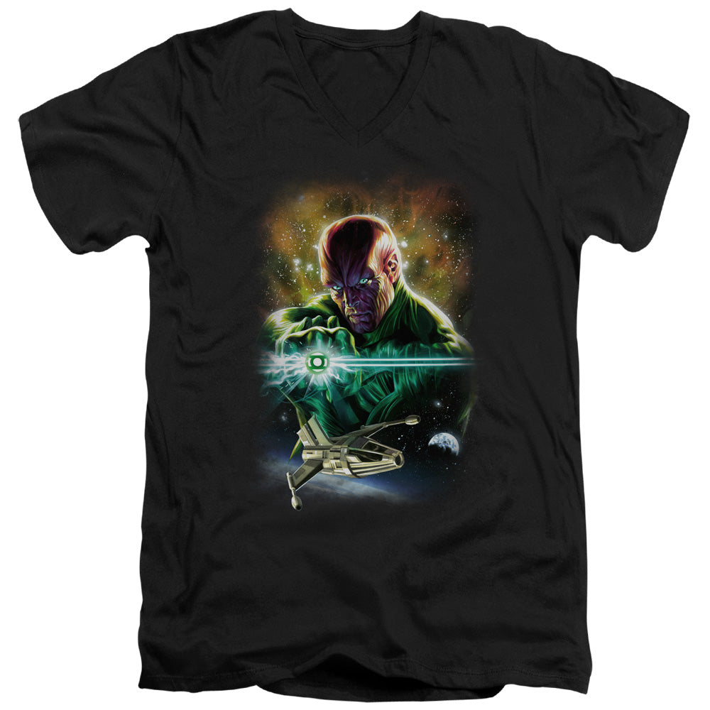AN OFFCIALLY LICENSED JLA(GL) ABIN SUR MEN'S V-NECK T-SHIRT BLACK