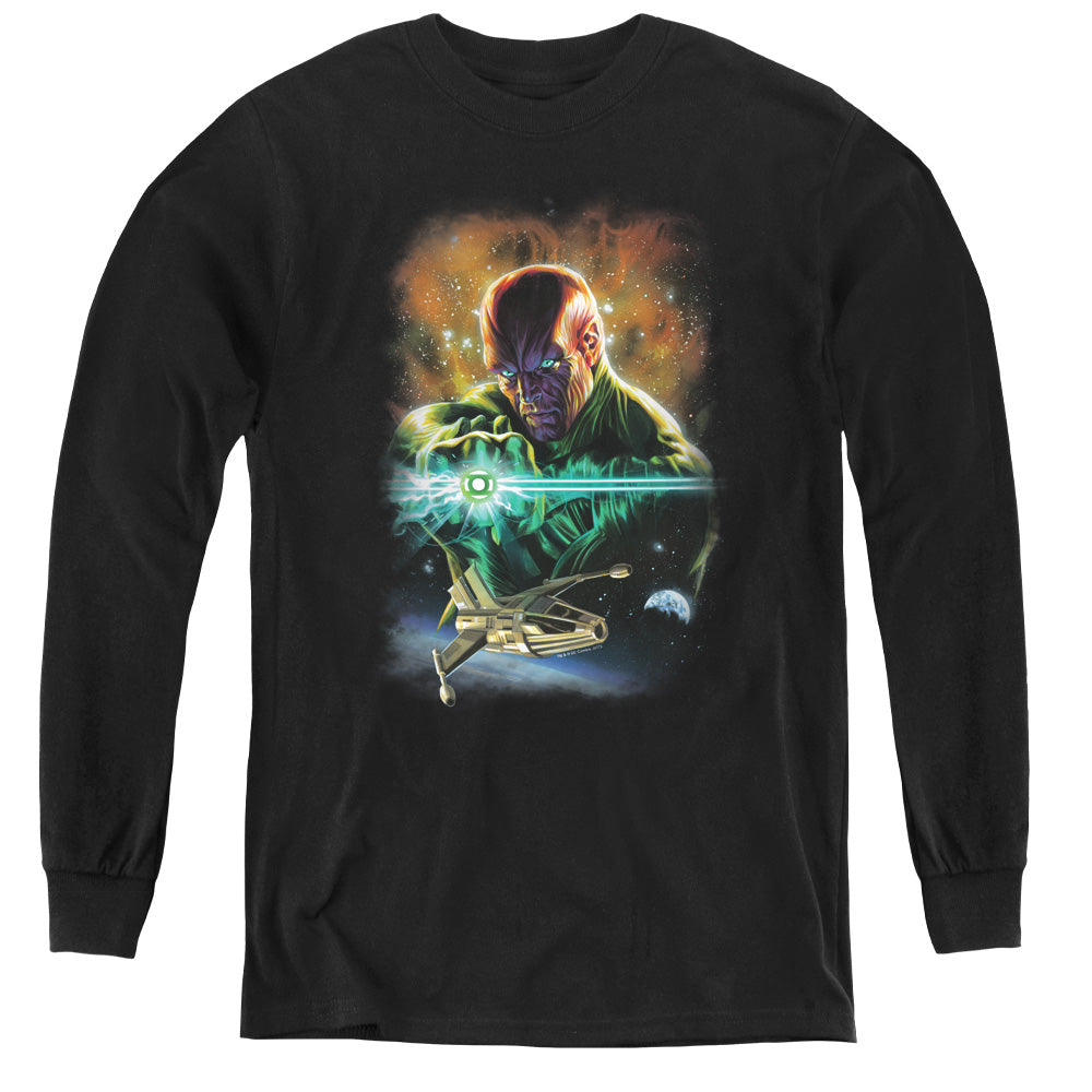 AN OFFCIALLY LICENSED JLA(GL) ABIN SUR YOUTH LONG SLEEVE T-SHIRT BLACK