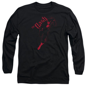 AN OFFCIALLY LICENSED JLA FLASH DARKNESS MEN'S LONG SLEEVE T-SHIRT BLACK