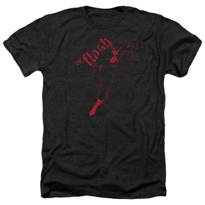 AN OFFCIALLY LICENSED JLA FLASH DARKNESS MEN'S HEATHER T-SHIRT CHARCOAL