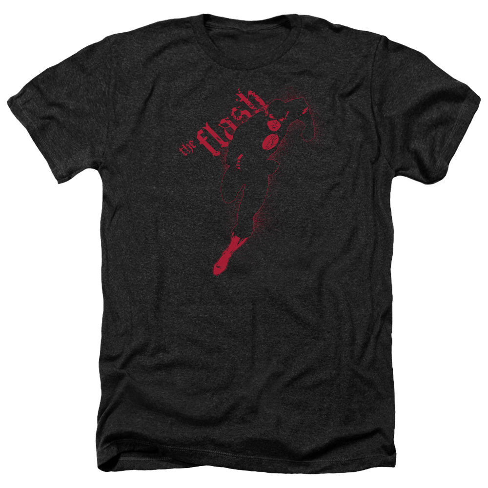 AN OFFCIALLY LICENSED JLA FLASH DARKNESS MEN'S HEATHER T-SHIRT CHARCOAL