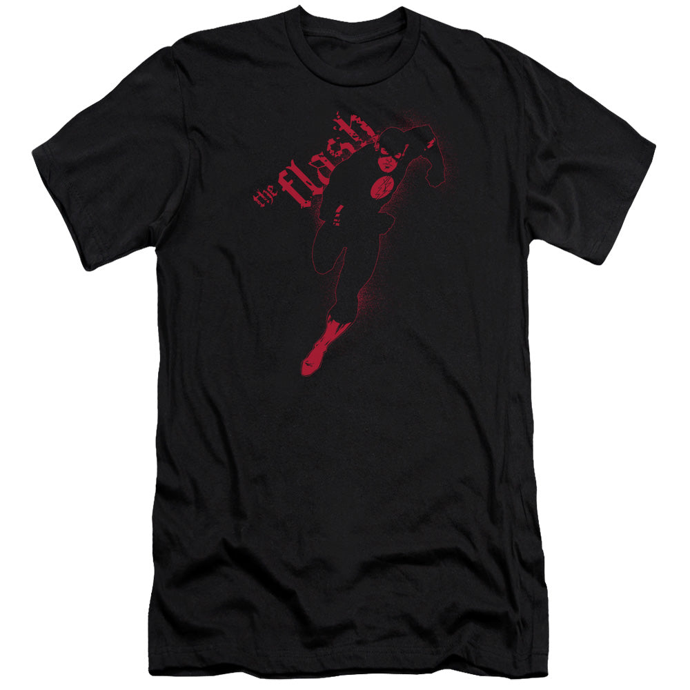 AN OFFCIALLY LICENSED JLA FLASH DARKNESS MEN'S PREMIUM SLIM FIT T-SHIRT BLACK