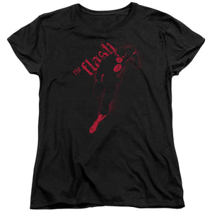 AN OFFCIALLY LICENSED JLA FLASH DARKNESS WOMEN'S REGULAR FIT T-SHIRT BLACK