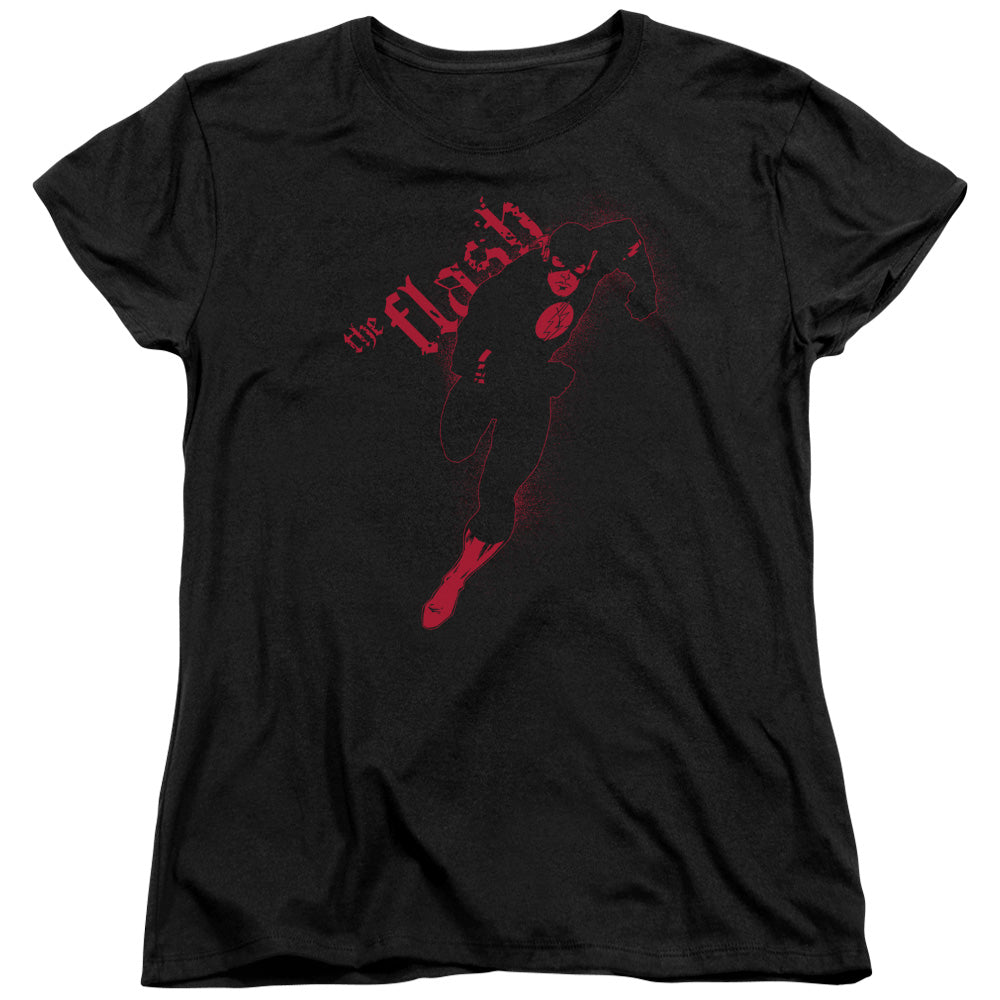 AN OFFCIALLY LICENSED JLA FLASH DARKNESS WOMEN'S REGULAR FIT T-SHIRT BLACK