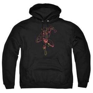 AN OFFCIALLY LICENSED JLA NEON FLASH ADULT UNISEX PULLOVER HOODIE BLACK