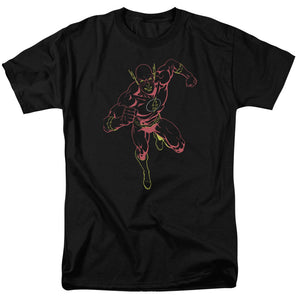 AN OFFCIALLY LICENSED JLA NEON FLASH MEN'S REGULAR FIT T-SHIRT BLACK