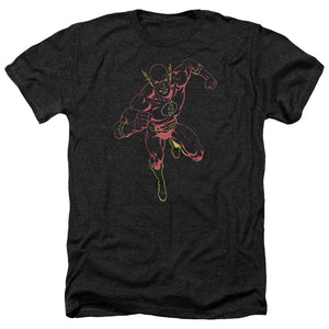 AN OFFCIALLY LICENSED JLA NEON FLASH MEN'S HEATHER T-SHIRT CHARCOAL