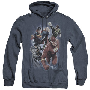 AN OFFCIALLY LICENSED JLA STORM CHASERS ADULT UNISEX HEATHER PULLOVER HOODIE NAVY