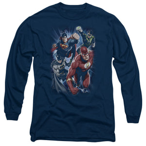 AN OFFCIALLY LICENSED JLA STORM CHASERS MEN'S LONG SLEEVE T-SHIRT NAVY