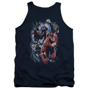 AN OFFCIALLY LICENSED JLA STORM CHASERS ADULT UNISEX TANK TOP NAVY