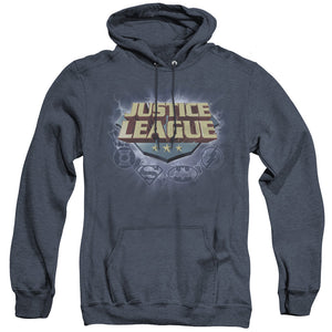 AN OFFCIALLY LICENSED JLA STORM LOGO ADULT UNISEX HEATHER PULLOVER HOODIE NAVY