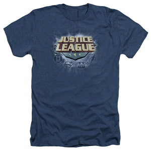 AN OFFCIALLY LICENSED JLA STORM LOGO MEN'S HEATHER T-SHIRT NAVY