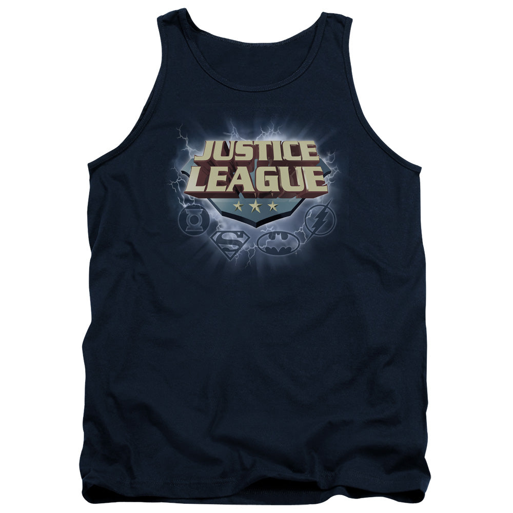 AN OFFCIALLY LICENSED JLA STORM LOGO ADULT UNISEX TANK TOP NAVY
