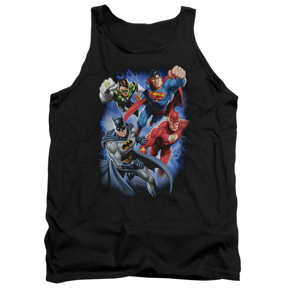AN OFFCIALLY LICENSED JLA STORM MAKERS ADULT UNISEX TANK TOP BLACK