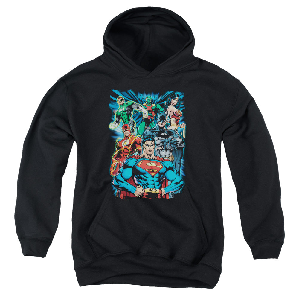 AN OFFCIALLY LICENSED JLA JUSTICE IS SERVED YOUTH HOODIE BLACK