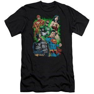 AN OFFCIALLY LICENSED JLA WILL POWER MEN'S PREMIUM SLIM FIT T-SHIRT BLACK
