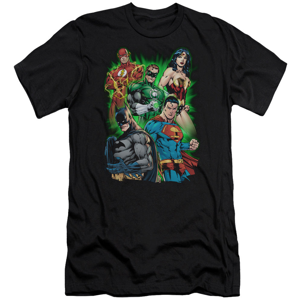 AN OFFCIALLY LICENSED JLA WILL POWER MEN'S PREMIUM SLIM FIT T-SHIRT BLACK
