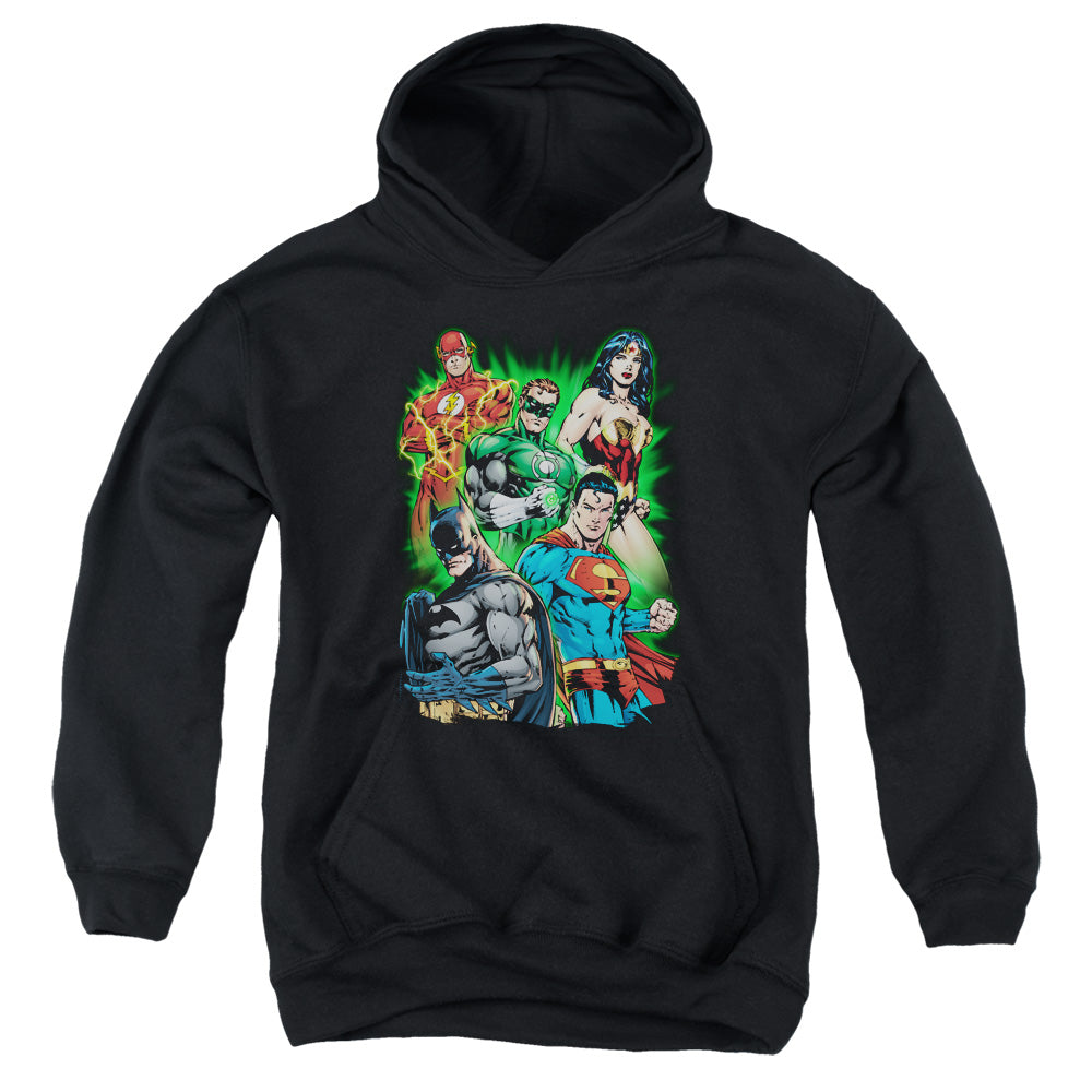 AN OFFCIALLY LICENSED JLA WILL POWER YOUTH HOODIE BLACK