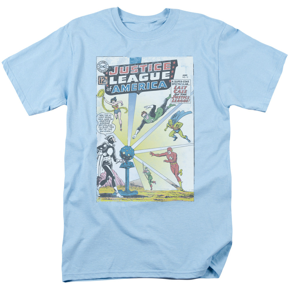 AN OFFCIALLY LICENSED JLA VINTAGE COVER 12 MEN'S REGULAR FIT T-SHIRT LIGHT BLUE