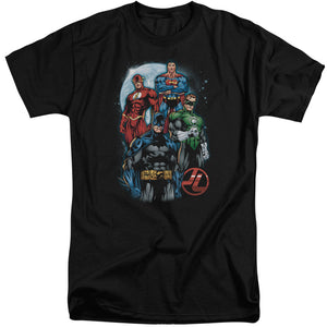 AN OFFCIALLY LICENSED JLA THE FOUR MEN'S TALL FIT T-SHIRT BLACK