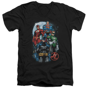 AN OFFCIALLY LICENSED JLA THE FOUR MEN'S V-NECK T-SHIRT BLACK
