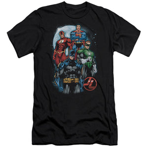 AN OFFCIALLY LICENSED JLA THE FOUR MEN'S PREMIUM SLIM FIT T-SHIRT BLACK
