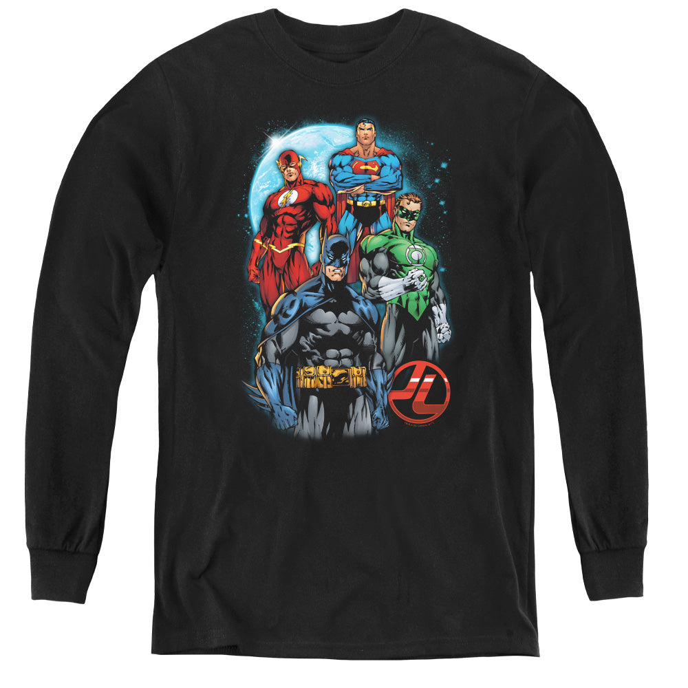 AN OFFCIALLY LICENSED JLA THE FOUR YOUTH LONG SLEEVE T-SHIRT BLACK