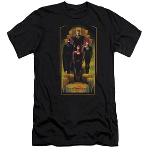 AN OFFCIALLY LICENSED JLA DECO MEN'S PREMIUM SLIM FIT T-SHIRT BLACK