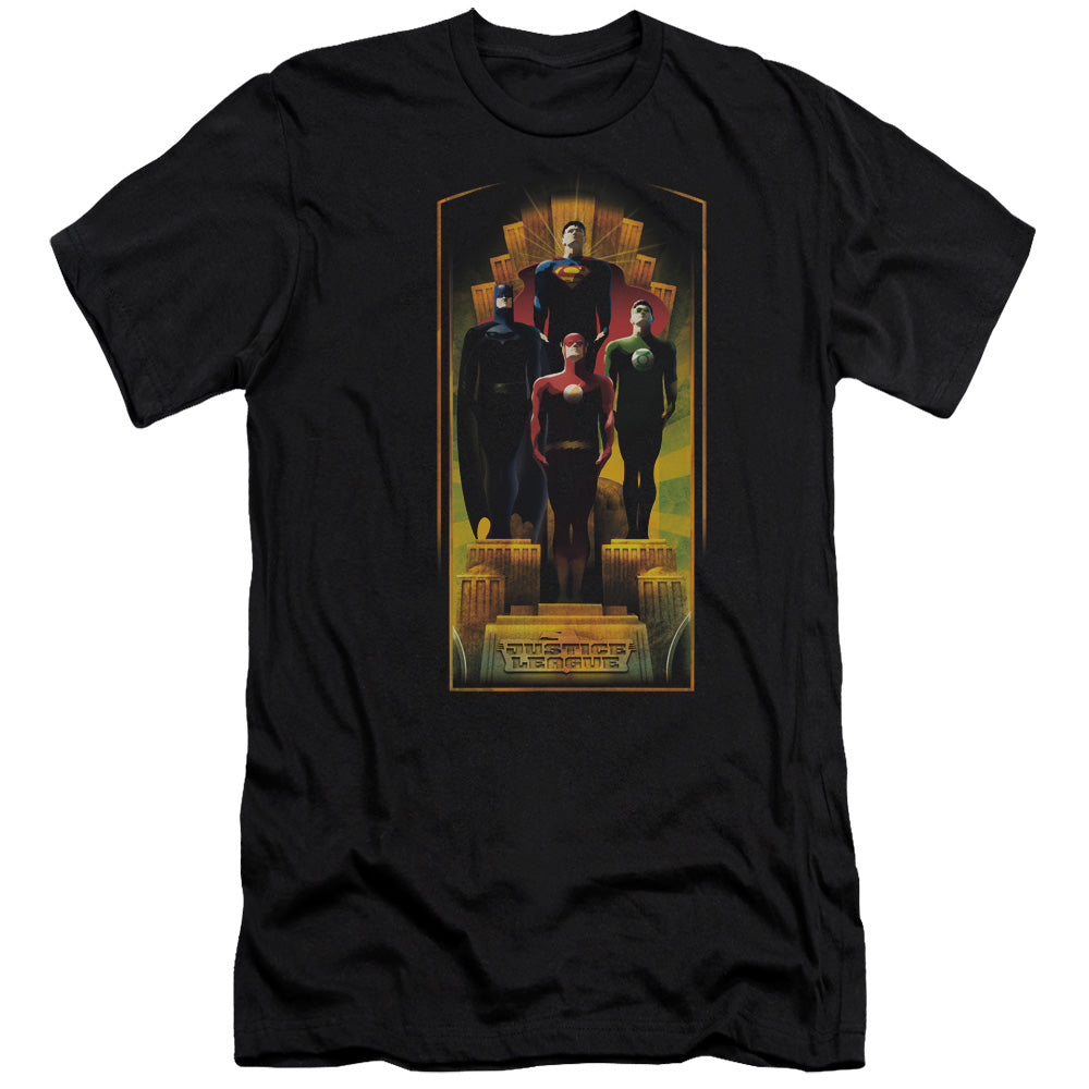 AN OFFCIALLY LICENSED JLA DECO MEN'S PREMIUM SLIM FIT T-SHIRT BLACK