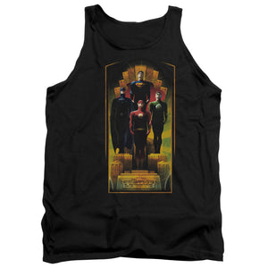AN OFFCIALLY LICENSED JLA DECO ADULT UNISEX TANK TOP BLACK