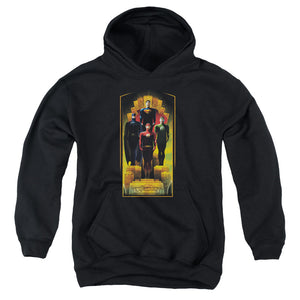 AN OFFCIALLY LICENSED JLA DECO YOUTH HOODIE BLACK