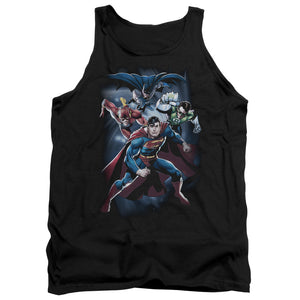 AN OFFCIALLY LICENSED JLA COSMIC CREW ADULT UNISEX TANK TOP BLACK