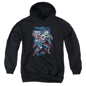 AN OFFCIALLY LICENSED JLA COSMIC CREW YOUTH HOODIE BLACK