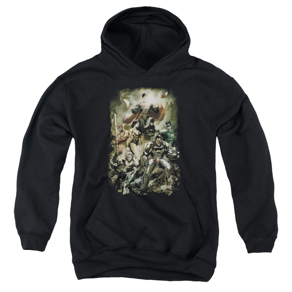 AN OFFCIALLY LICENSED JLA AFTERMATH YOUTH HOODIE BLACK