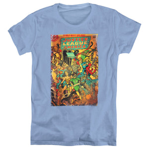AN OFFCIALLY LICENSED JLA NO 212 VINTAGE WOMEN'S REGULAR FIT T-SHIRT CAROLINA BLUE