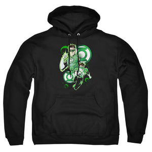 AN OFFCIALLY LICENSED JLA GL IN ACTION ADULT UNISEX PULLOVER HOODIE BLACK