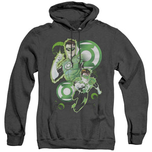 AN OFFCIALLY LICENSED JLA GL IN ACTION ADULT UNISEX HEATHER PULLOVER HOODIE BLACK