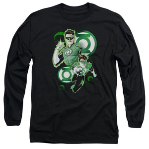 AN OFFCIALLY LICENSED JLA GL IN ACTION MEN'S LONG SLEEVE T-SHIRT BLACK