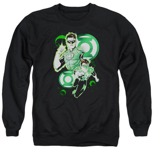 AN OFFCIALLY LICENSED JLA GL IN ACTION ADULT UNISEX CREWNECK SWEATSHIRT BLACK