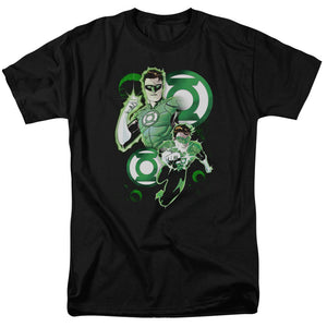 AN OFFCIALLY LICENSED JLA GL IN ACTION MEN'S REGULAR FIT T-SHIRT BLACK