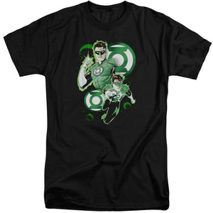 AN OFFCIALLY LICENSED JLA GL IN ACTION MEN'S TALL FIT T-SHIRT BLACK