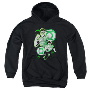AN OFFCIALLY LICENSED JLA GL IN ACTION YOUTH HOODIE BLACK