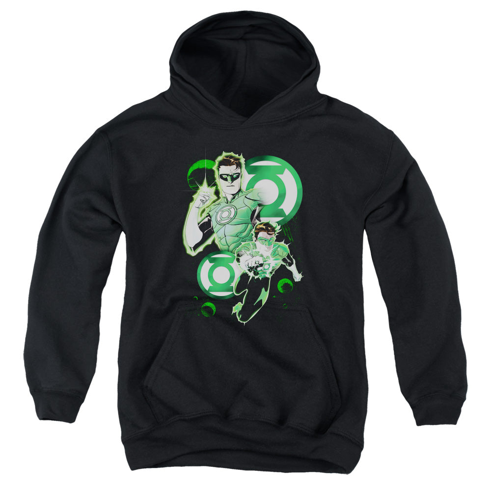 AN OFFCIALLY LICENSED JLA GL IN ACTION YOUTH HOODIE BLACK