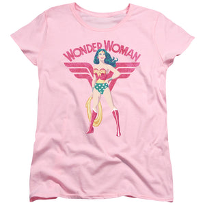 AN OFFCIALLY LICENSED JLA WW SPARKLE WOMEN'S REGULAR FIT T-SHIRT PINK
