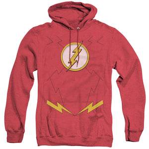 AN OFFCIALLY LICENSED JLA NEW FLASH UNIFORM ADULT UNISEX HEATHER PULLOVER HOODIE RED