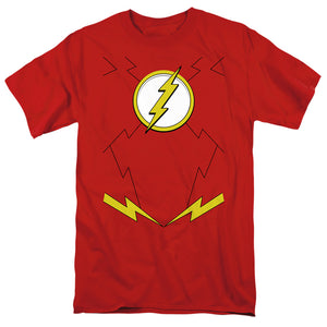 AN OFFCIALLY LICENSED JLA NEW FLASH UNIFORM MEN'S REGULAR FIT T-SHIRT RED