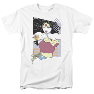 AN OFFCIALLY LICENSED JLA WW 80S MINIMAL MEN'S REGULAR FIT T-SHIRT WHITE